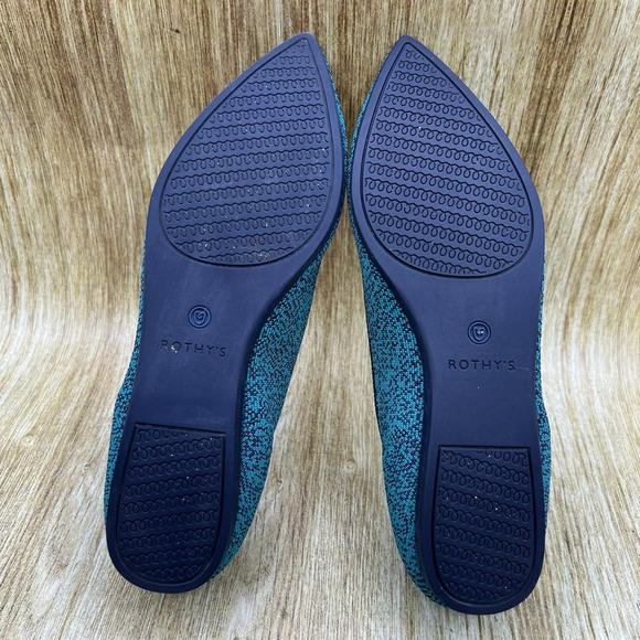 Rothy's The Point Women's 8.5 Spruce Python Geometric Knit Pointed Toe Flats - Picture 8 of 10